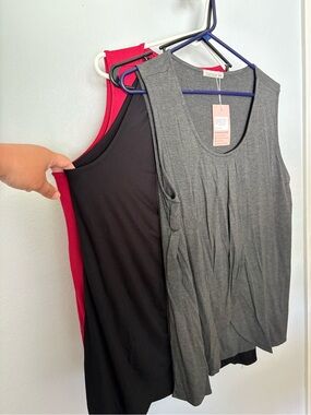 Everyday Sleeveless nursing Tank Top set- Gray and Black and red